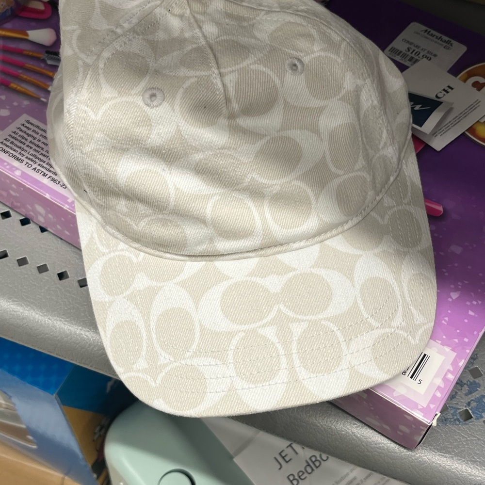 Coach Cream Patterned Hat - Picture 1 of 2